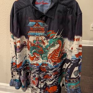 Robert Graham Colorful Dragon Print Shirt